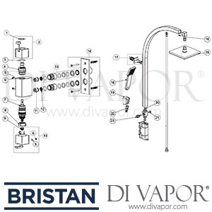 Bristan Qube Inline Vertical Shower Pole with Integral Diverter to Handset Spare Parts - BR DV 262